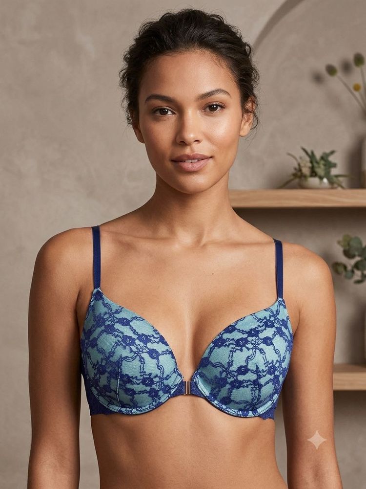 Blue Lace Push-Up Bra