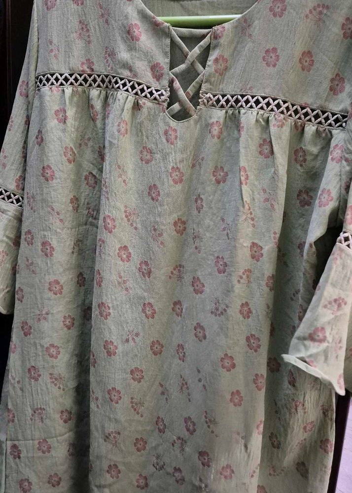 Light Green Floral Print Kurta