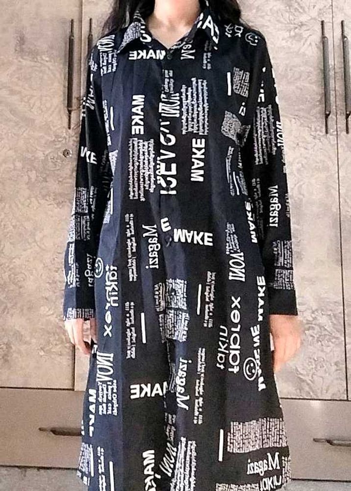 Abstract Print Long Sleeve Dress