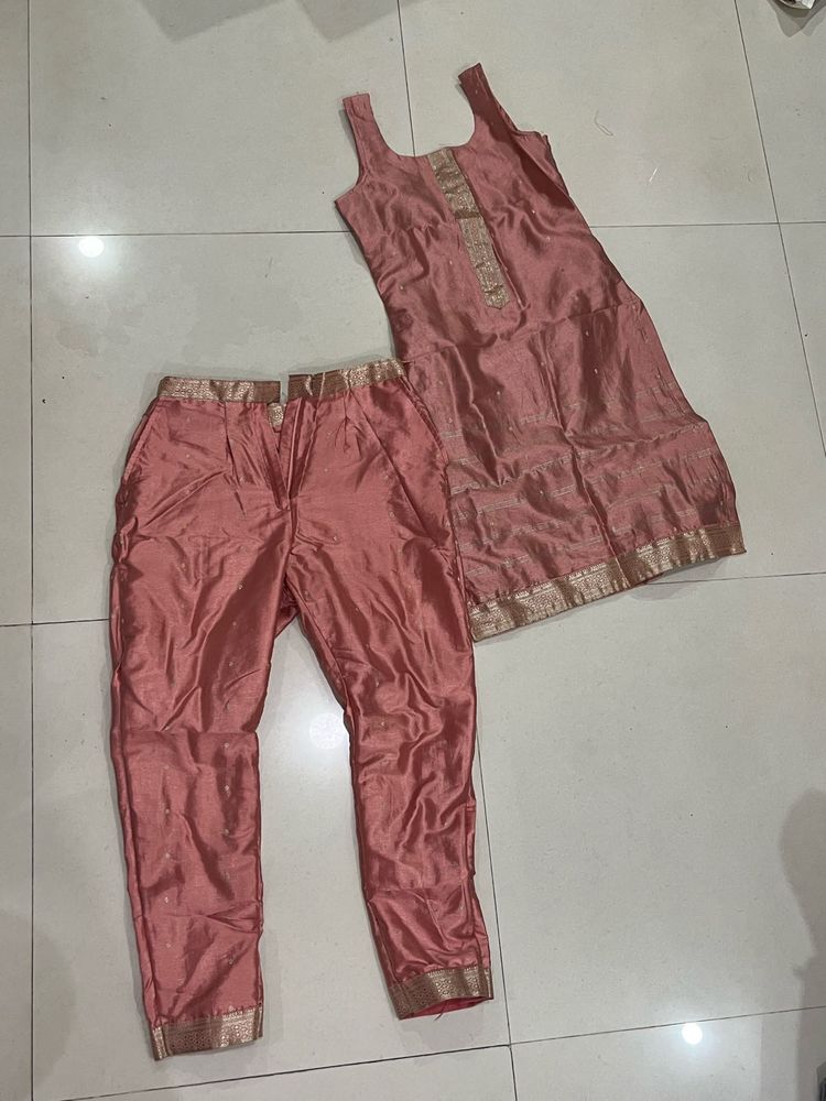Tailor-made Pink Kurta Set from Sari