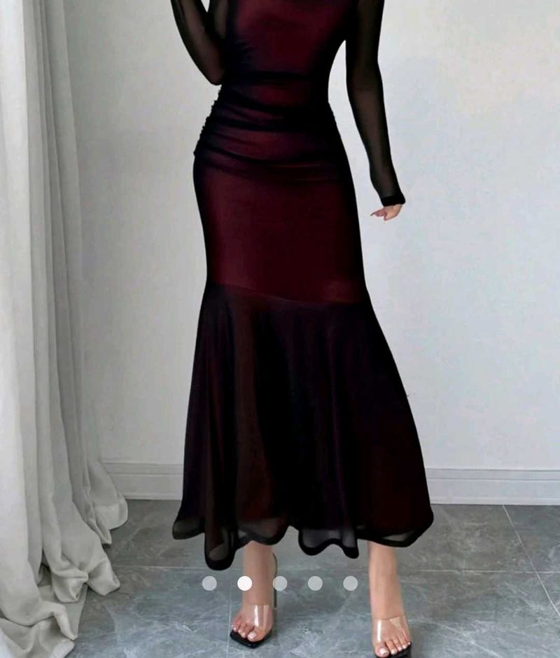 Elegant Mesh Sheer Maxi Dress
