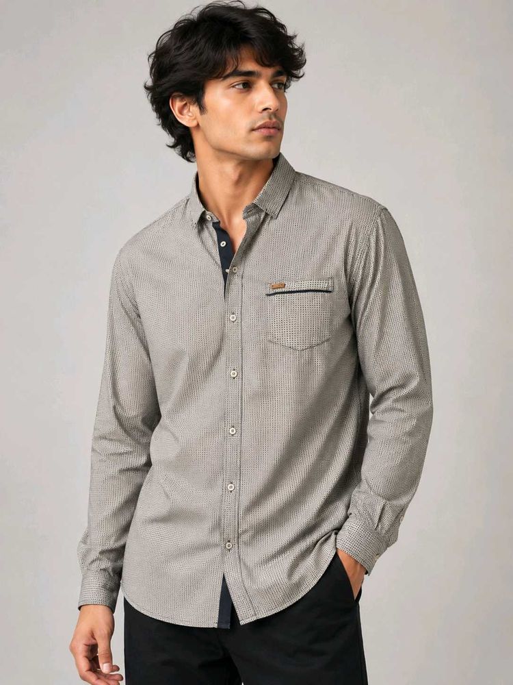 Men's Patterned Long-Sleeve Shirt