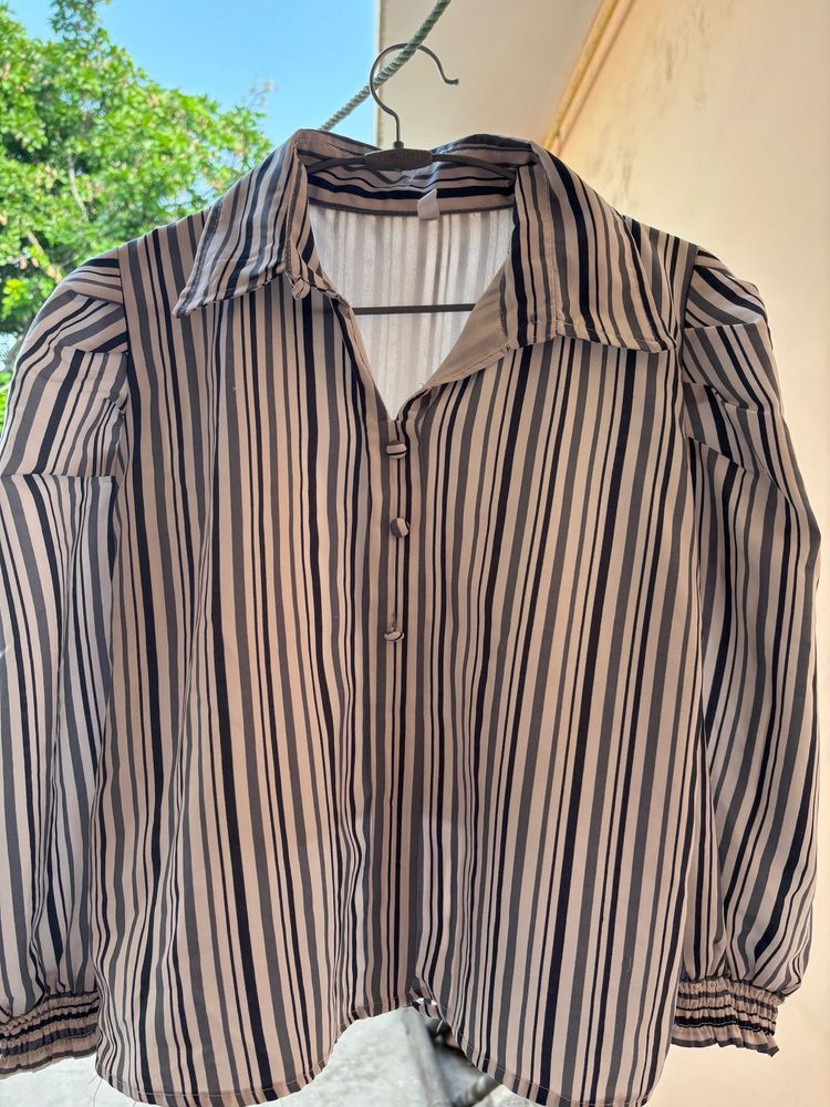 Chic Striped Button-Up Blouse