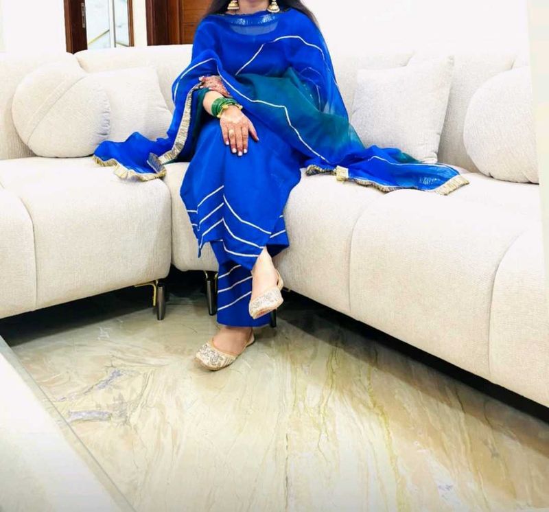Vibrant Blue Kurta Set with Dupatta
