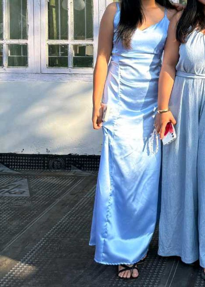Satin Slip Maxi Dress with matching neck scarf