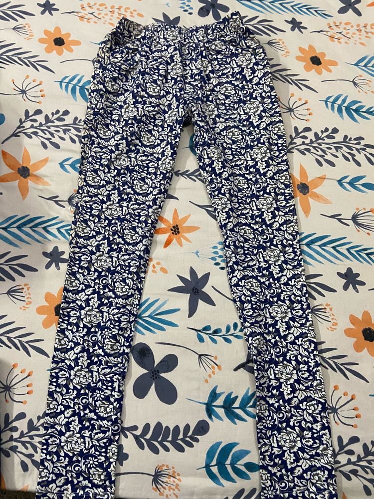 Floral Print Blue Jeggings