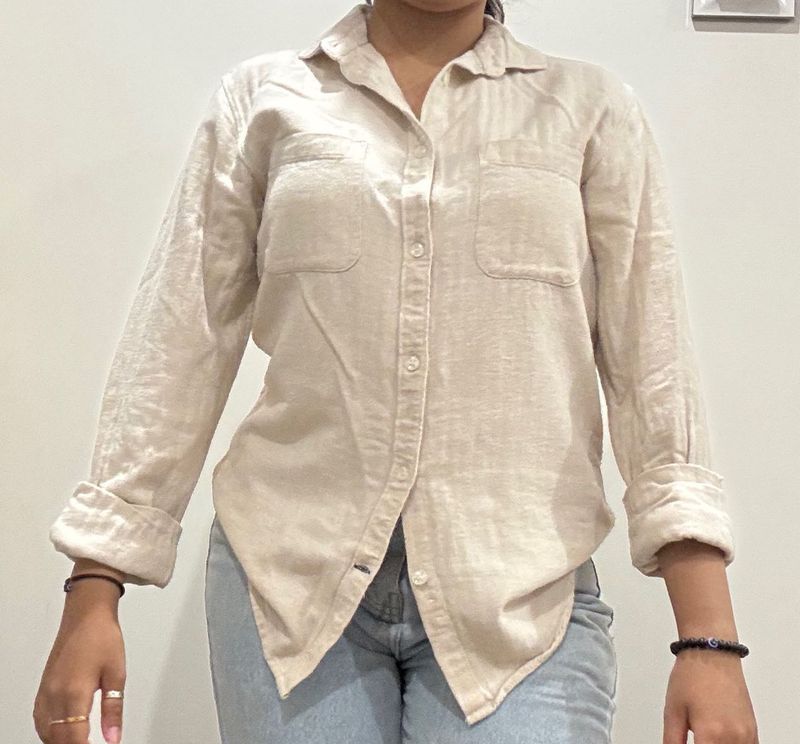 Beige Linen Blend Shirt – Size s