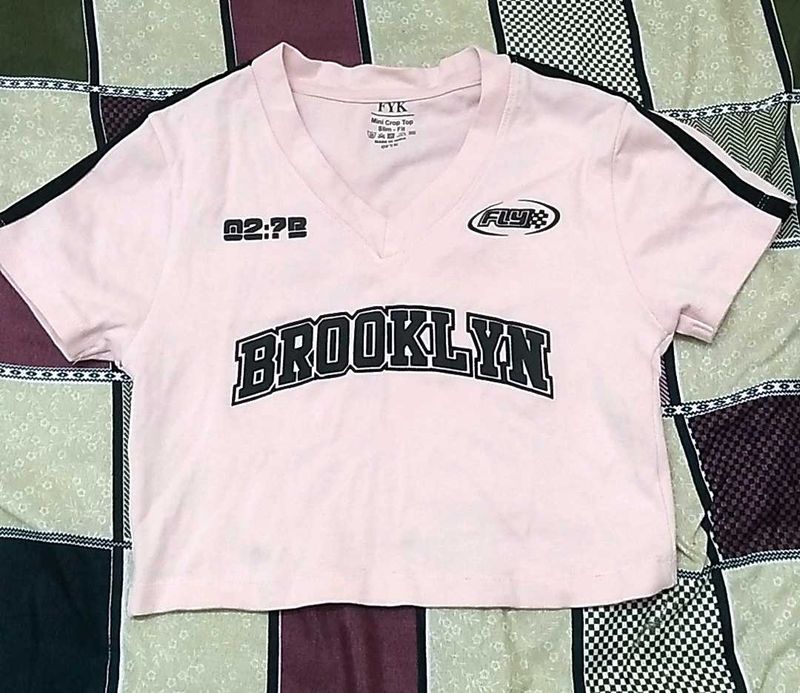 Pink Brooklyn Y2K Sporty Crop Top 💕