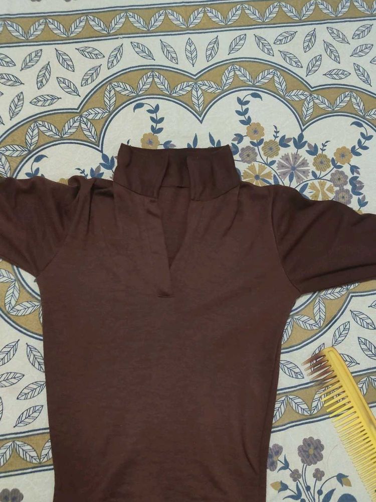 Chic Brown Long Sleeve Top