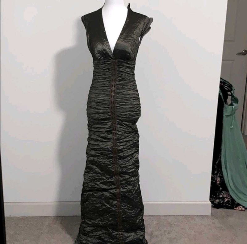 Vintage Nicole Miller Stretch Mermaid V-Neck Gown