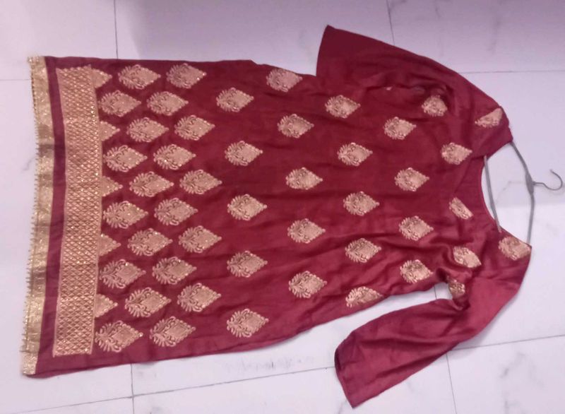 Elegant Maroon Embroidered Blouse