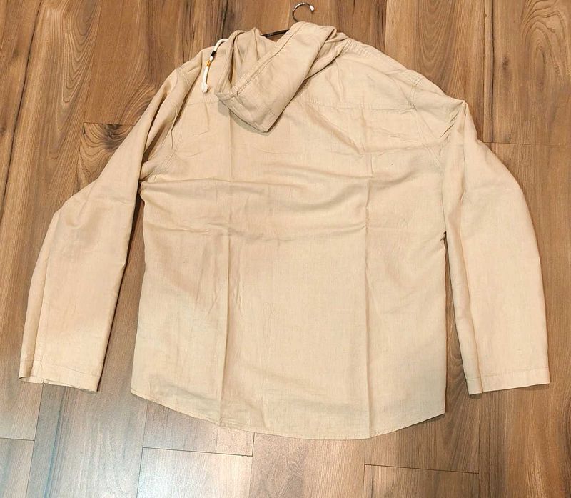 Men's Beige Hooded Jacket
