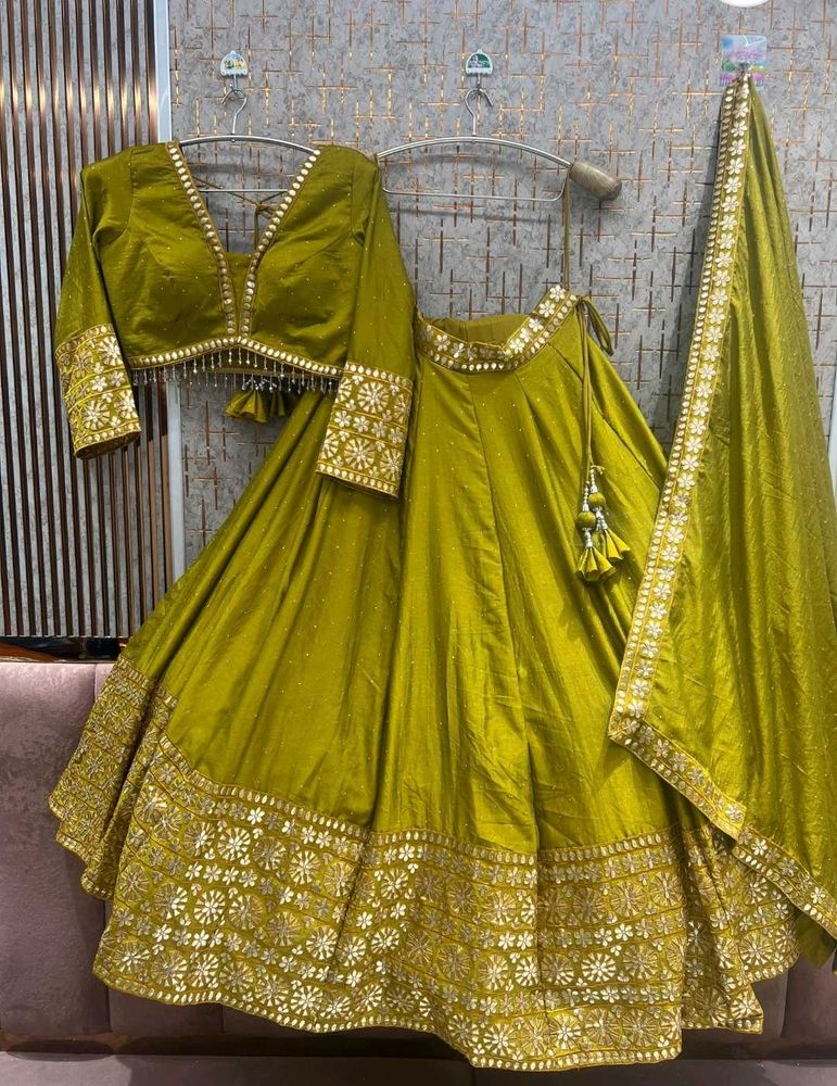 Beautiful Olive Green Embroidered Lehenga Choli