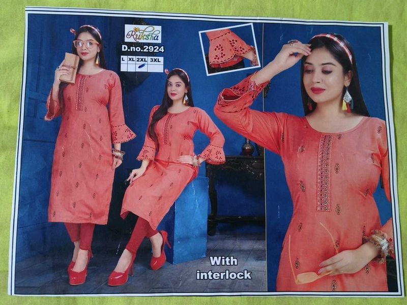 Stylish Peach and green  Kurtas