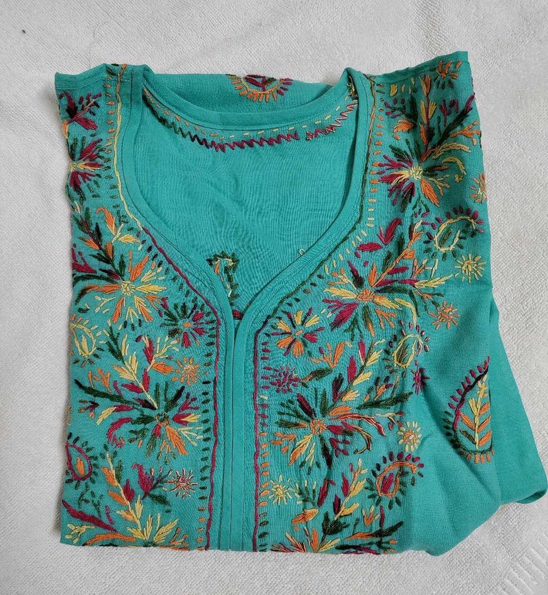 Green Chikankari Kurta