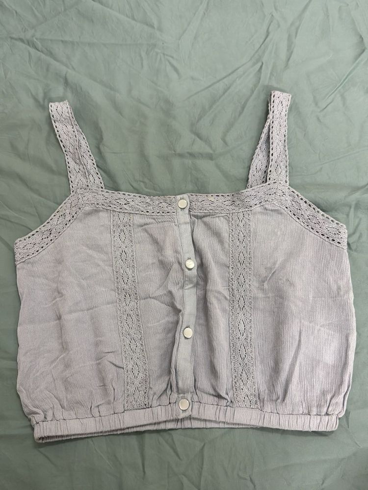 Cute Lace Trim Crop Top