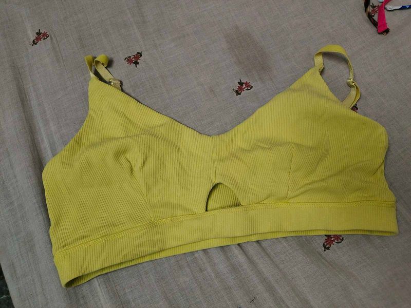 Comfortable Ribbed Yellow Sports Bra