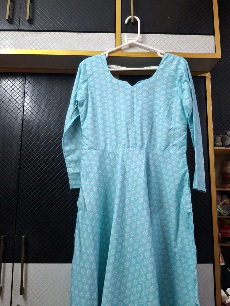 Chic Sky Blue Printed Kurti Set with pant