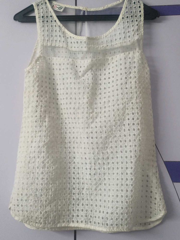 White Eyelet Tank Top