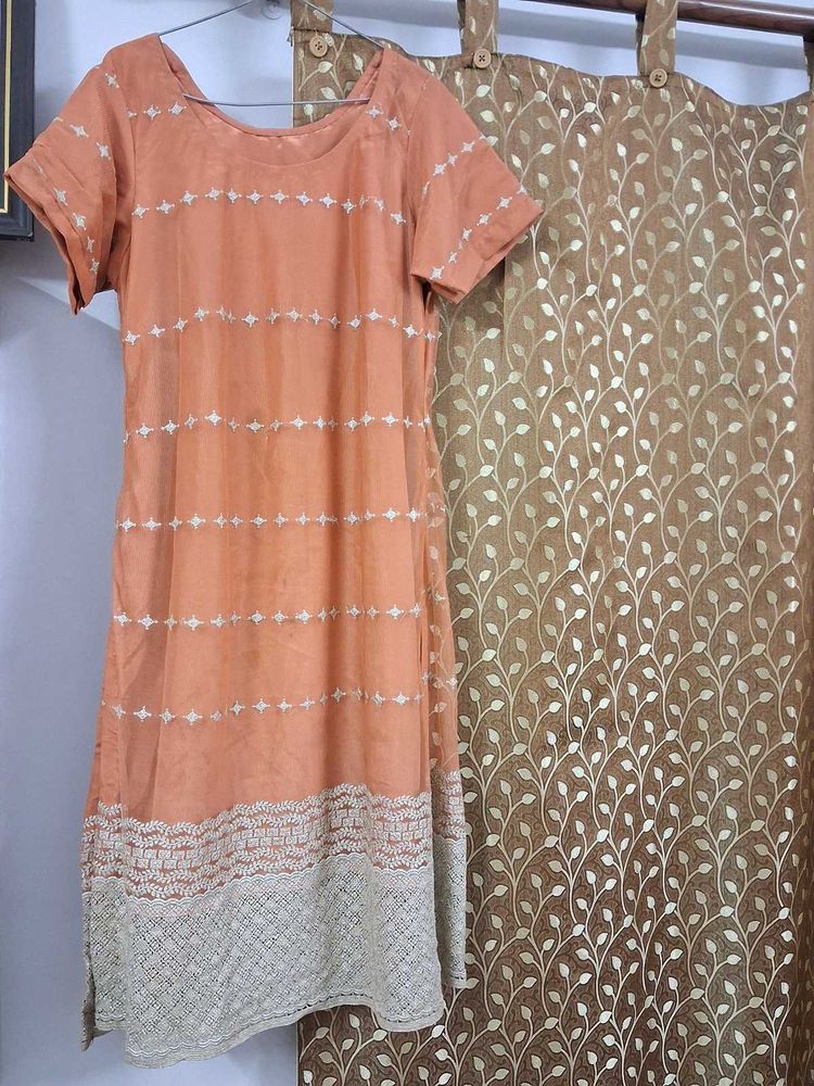 Elegant Peach Embroidered Suit