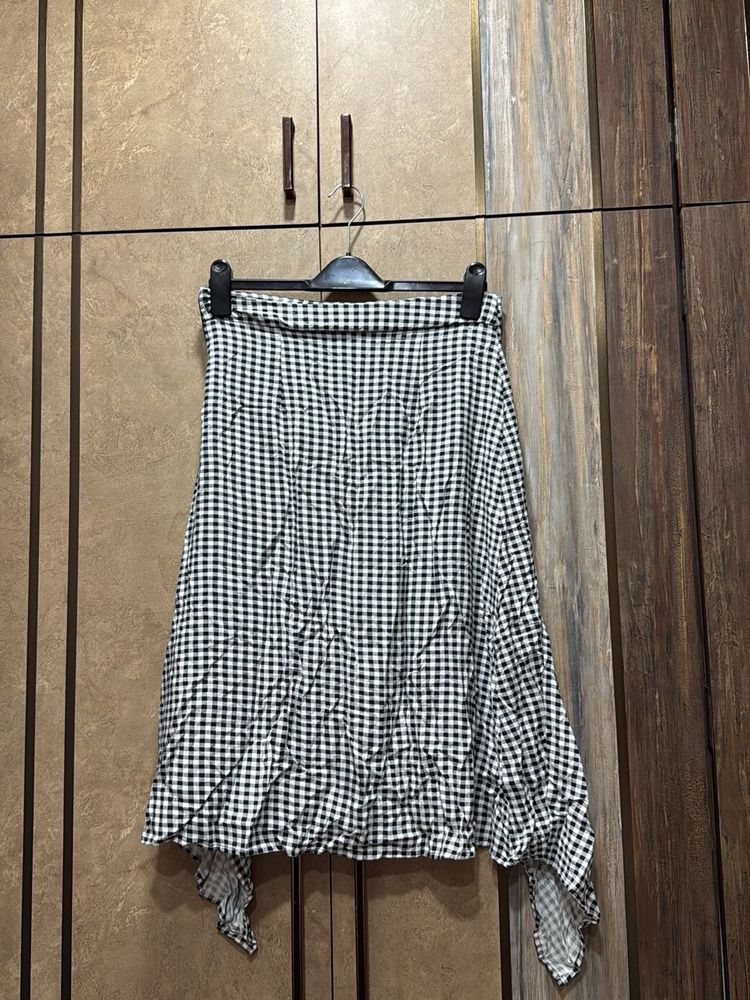 Gingham Asymmetrical Skirt