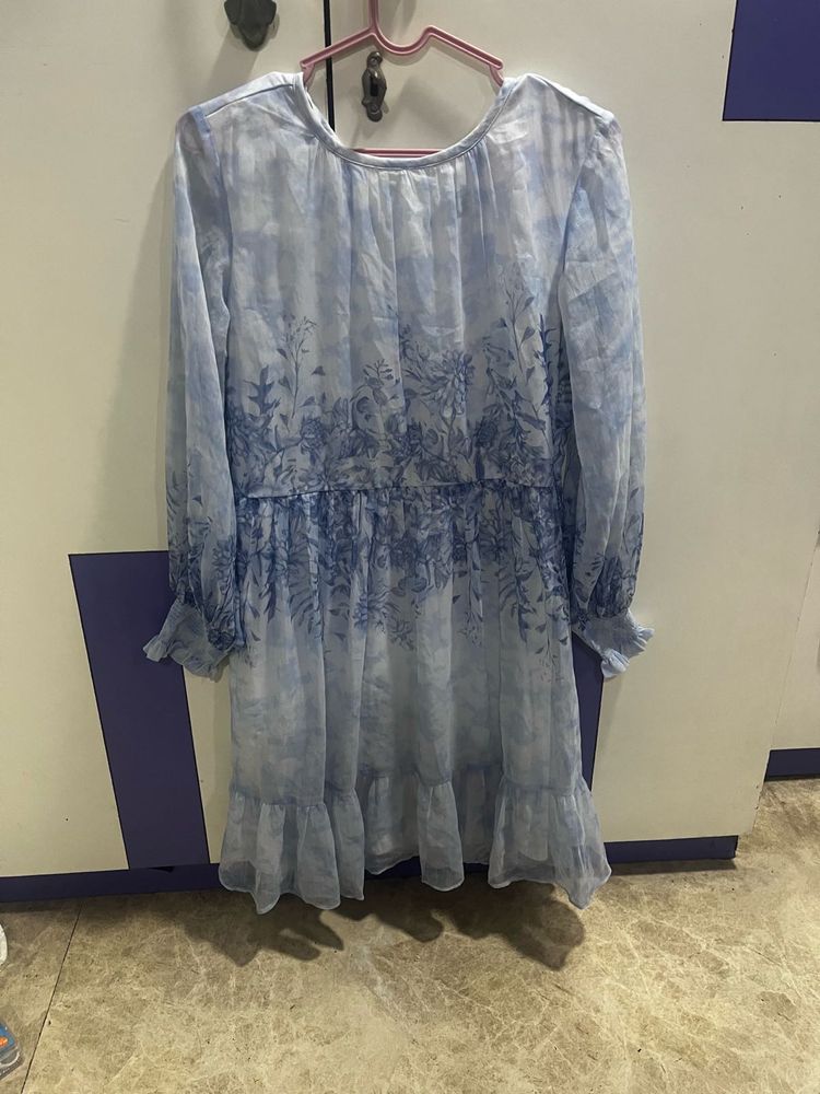 Light Blue Floral Print Dress