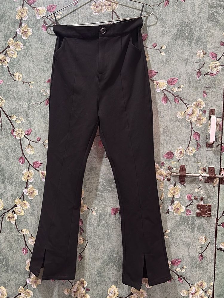 Women's Black Flared Split Pants