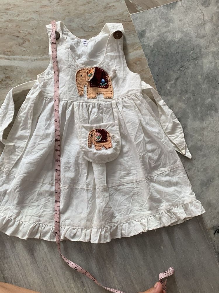 Cute White Elephant Print Baby Dress