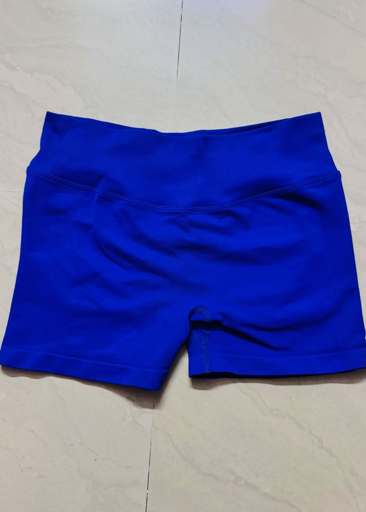 Vibrant Blue High-Waisted Athletic Shorts