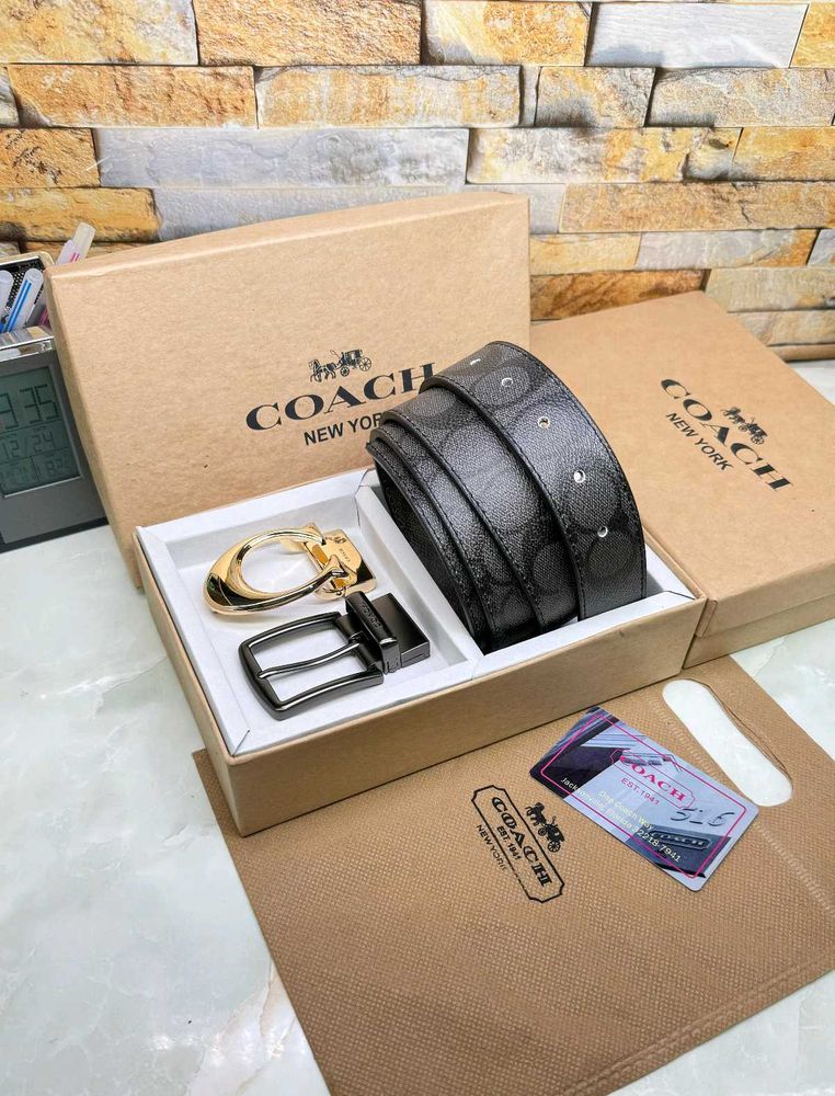 Coach Double Buckle Belts With Box