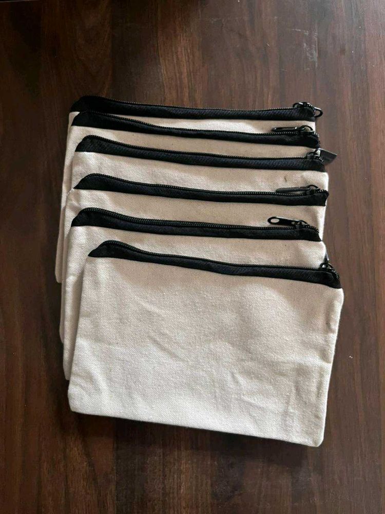 Canvas Zipper Pouches - Set of 6