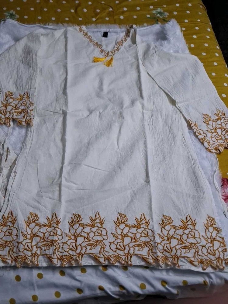 White Embroidered coord set