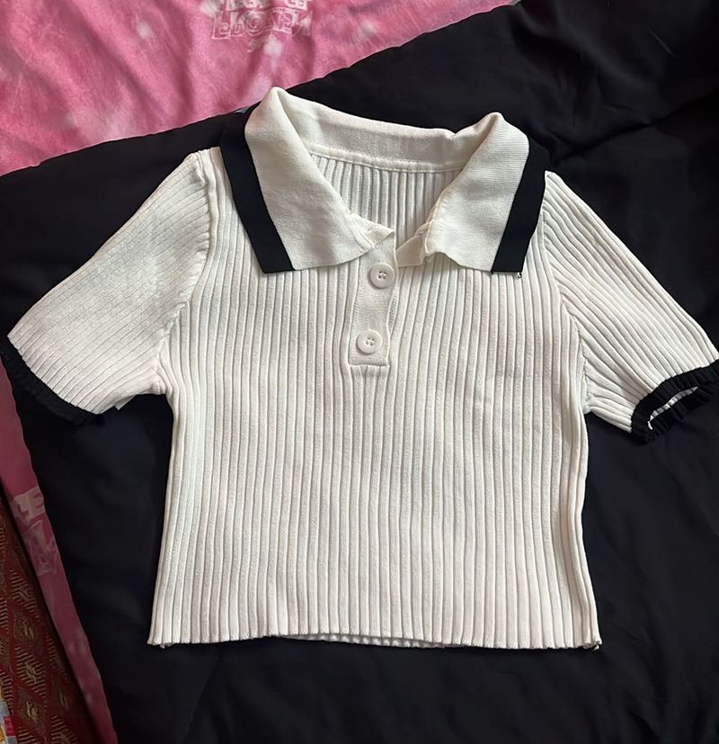 Cute White Polo Top