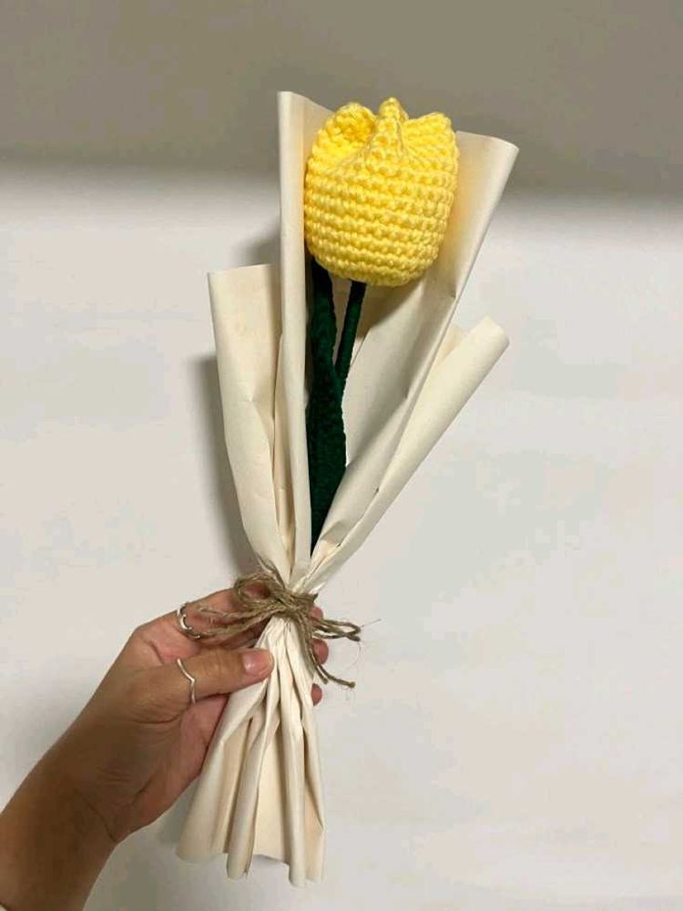 Yellow Crochet Tulip Bouquet