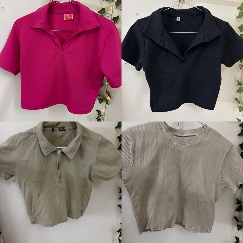 Pack of 4 crop top - collared