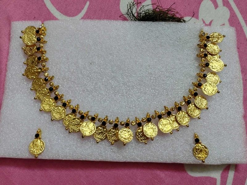 Gold Coin Necklace &amp; Earrings Set