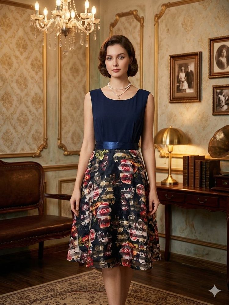 Elegant Floral Print Midi Dress