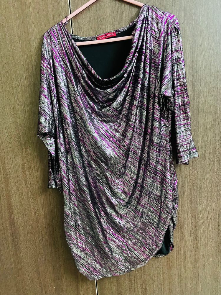 imported metallic silver pink black top for sale