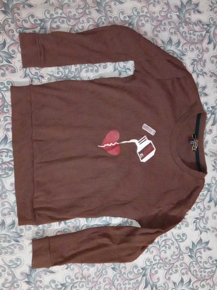 Cute Brown Long Sleeve Top