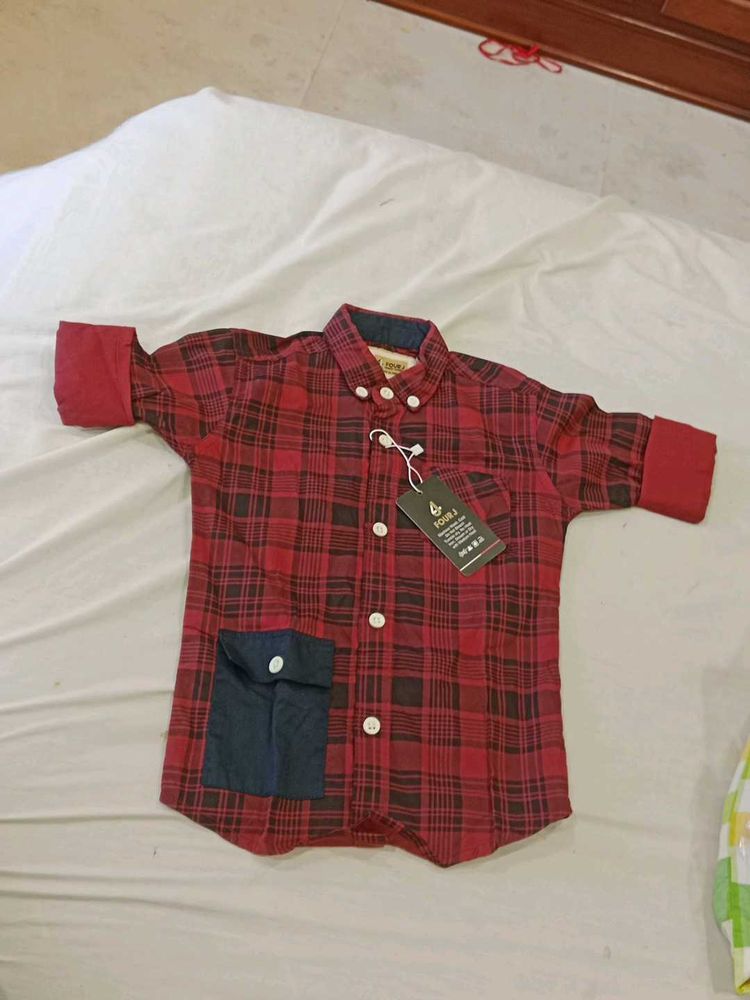 Red Plaid Button-Down Shirt