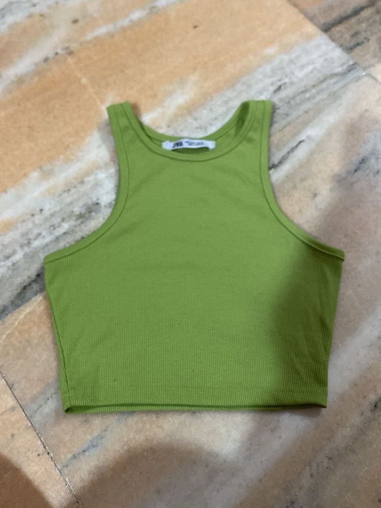 Lime Green Ribbed Tank Top
