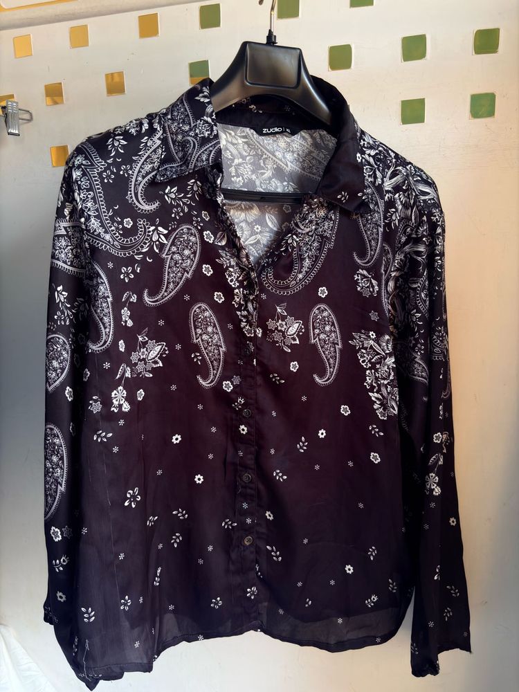 zudio Chic Paisley Print satin Shirt