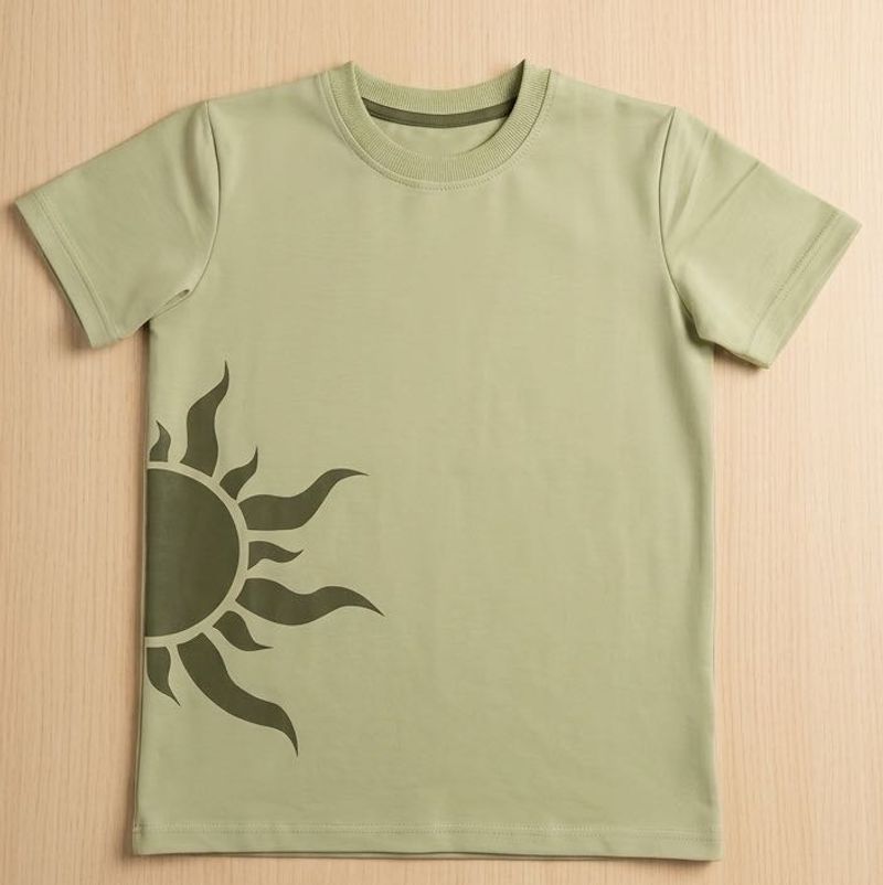 Light Green T-Shirt with Sun Print