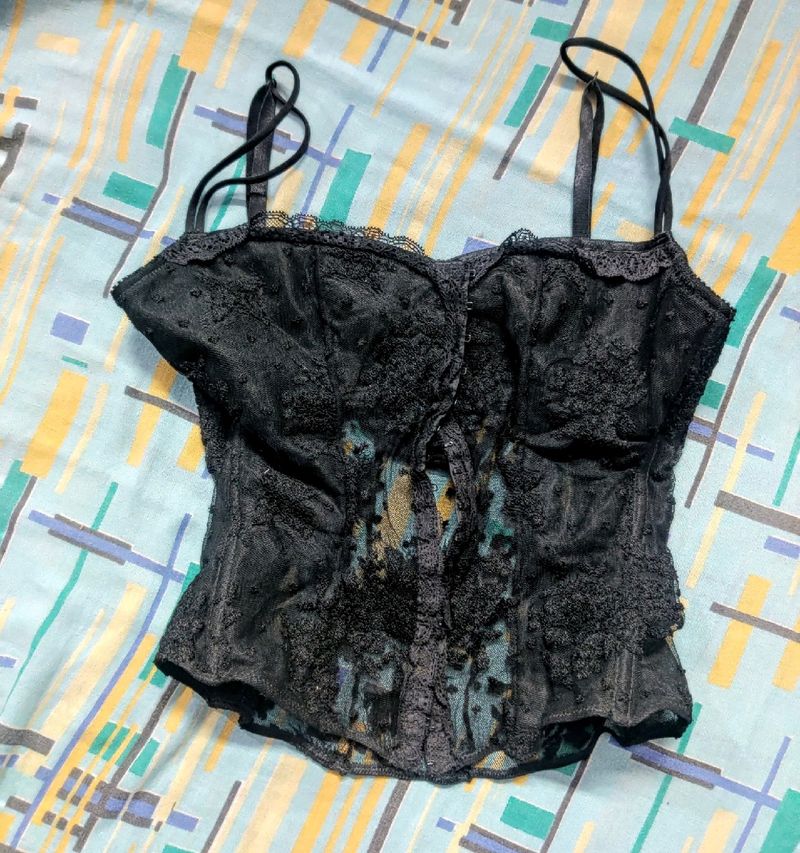 Merlina Black Lace Corset Top