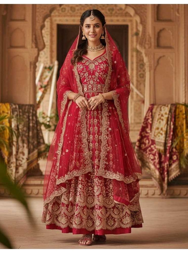 Stunning Red Embroidered Lehenga Choli