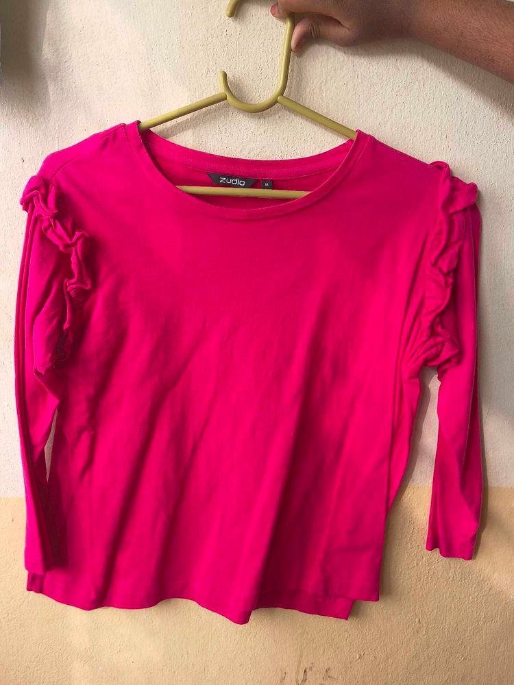 Pink Ruffle Sleeve Top