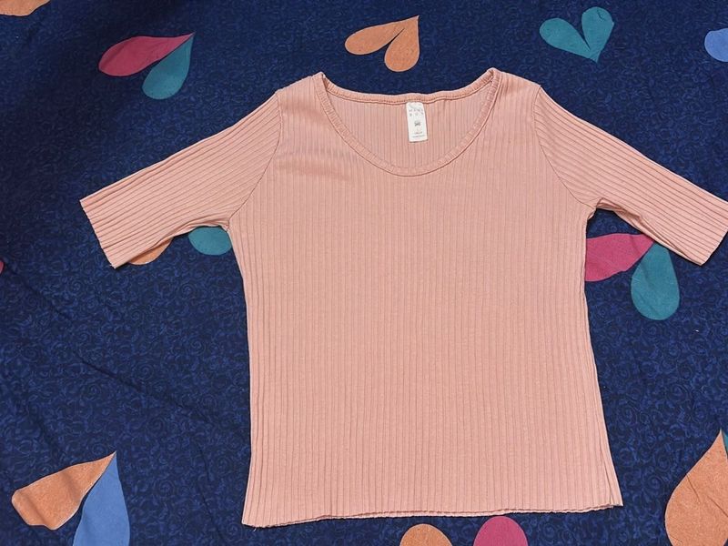 Peach Ribbed Top