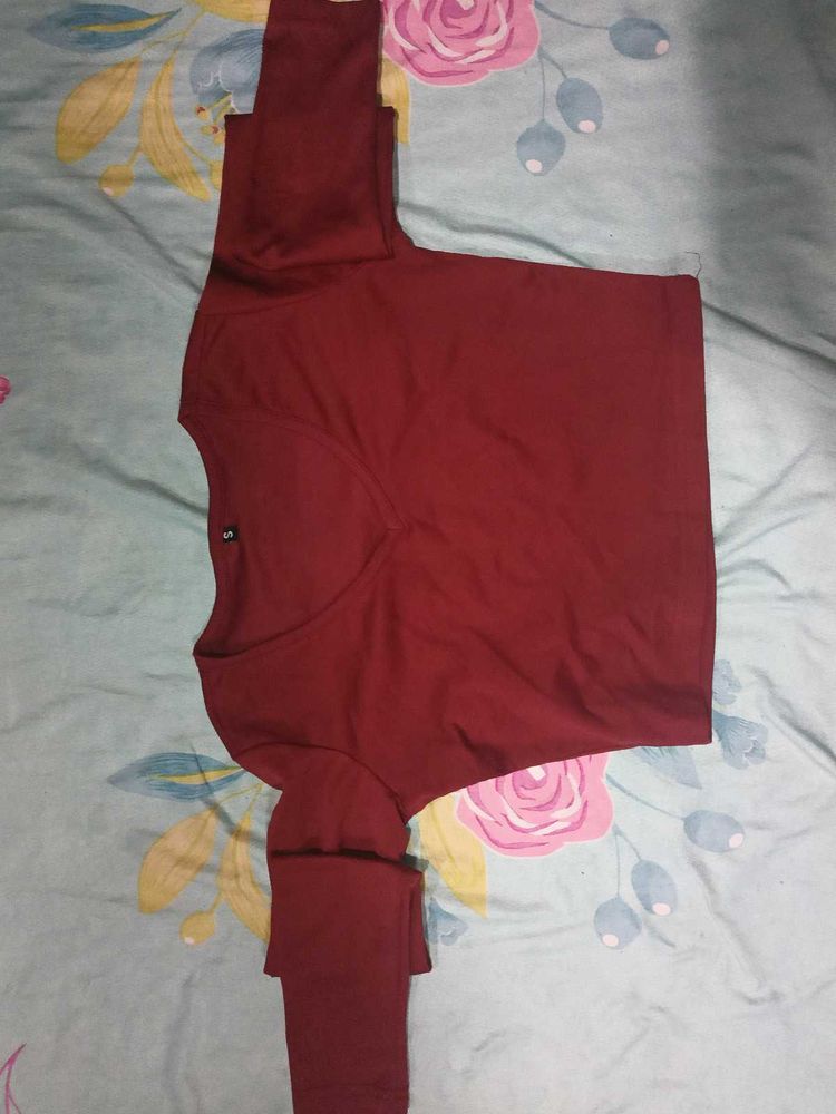 Maroon V-Neck Top