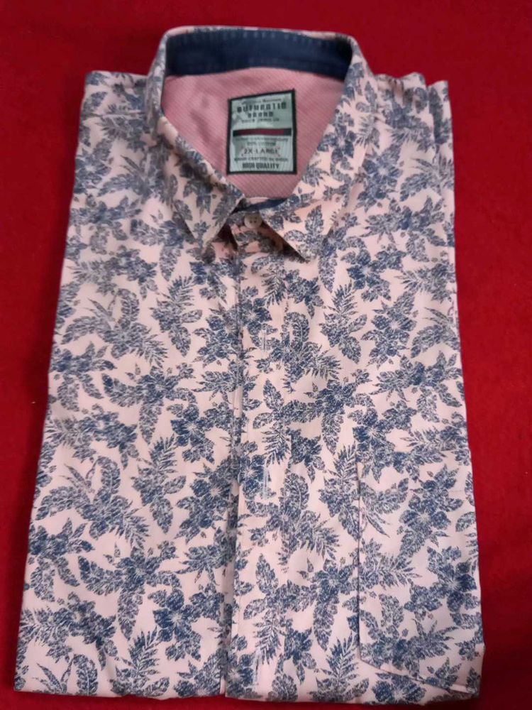 Men's Floral Print Shirt pink and blue