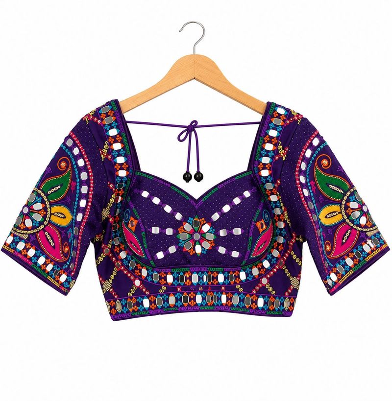💜 Vibrant Purple Mirror-Work Choli ✨